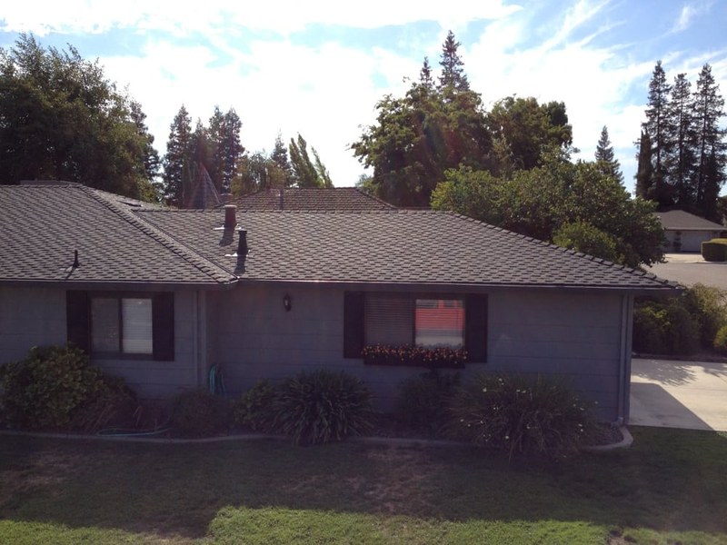 Finished roof on a rural Central Valley farmhouse