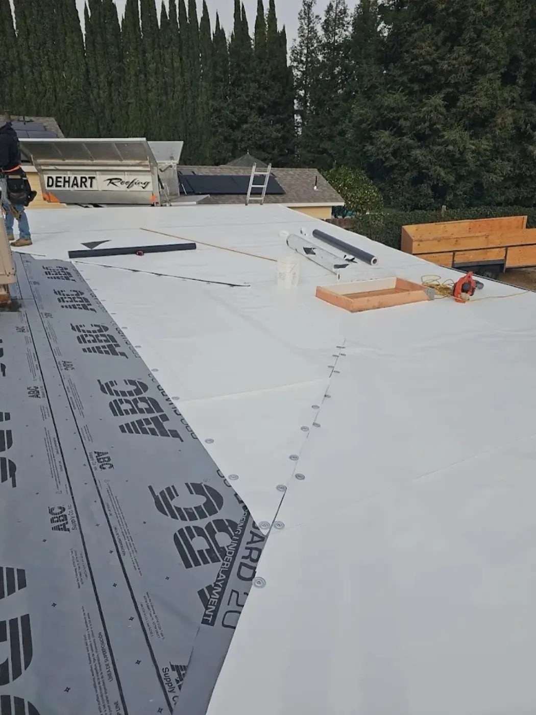 TPO flat roof install in Stanislaus County