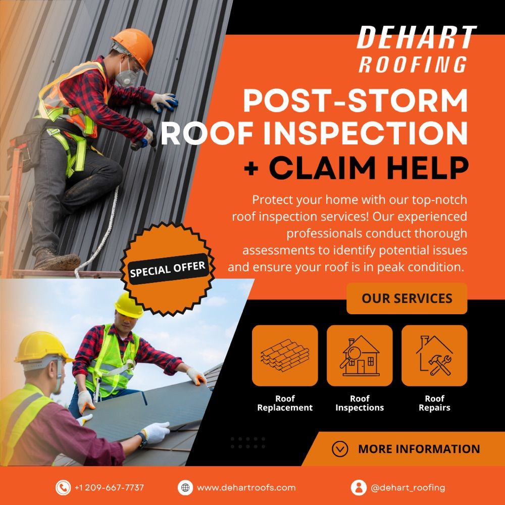 DeHart Roofing emergency tarp installation on a storm-damaged Central Valley home